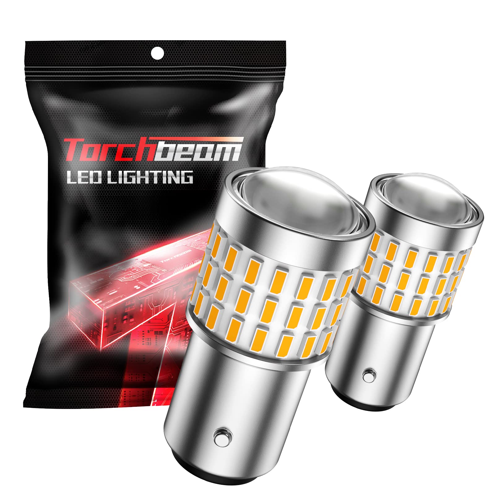 Torchbeam 1157 Amber Led Bulbs, Bay15D 7528 2057 2357 Led Car Bulb 12V-24V Turn Signal Bulbs Replacement For Brake Tail Lights, Parking Lights, Side Marker Light, Turn Signal Lights, 2Pcs